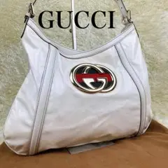 美品⭐️グッチ インターロッキング シェリーライン ワンショルダーバッグ 白