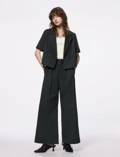 ベルテッドワイドパンツ ブラック M