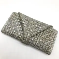 ヒロコハヤシ ジラソーレ財布 ウォレット 花柄 レザー シルバー 箔押し