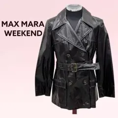 マックスマーラ ウィークエンド 本革 ダブルブレスト ショート レザーコート