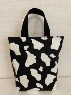 トートバッグ ハンドメイド ウシ柄 ブラック