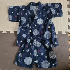 ネイビー水玉模様甚平 90cm