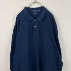 USA古着 Ralph Lauren ラルフローレン 長袖 ポロシャツ ネイビー