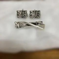 シルバー ネクタイピン カフスセット