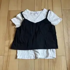 レイヤードデザイン Tシャツ 白/黒