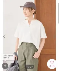 カフタン５分袖カットプルオーバー M オフホワイト アメリカンホリック