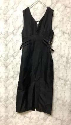 【美品】JUNOAH ヘリンボーンサイドベルトタイトジャンパースカート Mサイズ