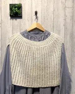 ハンドメイド 手編み 一点物 ポンチョ