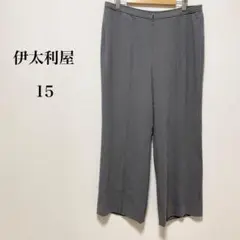 伊太利屋 ワイドパンツ パンツ グレー オフィスコーデ レディース 15 3L