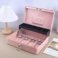 鍵付き ピンク 金庫 キャッシュボックス