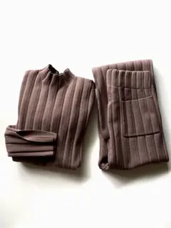 【最終値下げ⚠️】【M_】RIB KNIT トップス　RIB KNIT パンツ