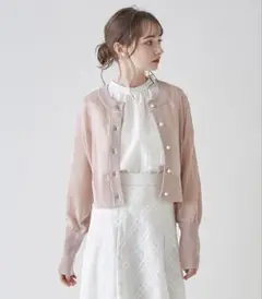 tocco closet パール釦シアーラメニットカーディガン