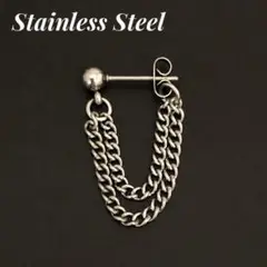 1本　ステンレス　ダブルチェーン　ピアス　ボディピアス