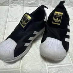 adidas キッズスリッポンシューズ ブラック/ホワイト　19cm