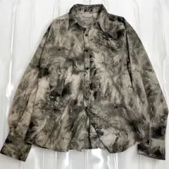雰囲気よし！ 総柄 とろみ 長袖シャツ ポリシャツ 　L