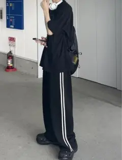 【youll】track wide pants ブラック