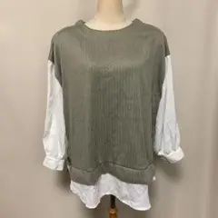 HK WORKS LONDON 長袖ニット カーキ LL