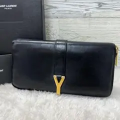 SAINT LAURENTサンローラン Yライン 長財布ラウンドジップ ブラック