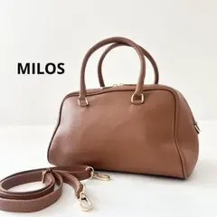 美品 ミロス 牛革 ボストン バッグ 2way ショルダー付 キャメル