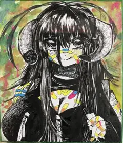 【626】 オリジナル 手描きイラスト だらずちゃん 中色紙 直筆原画 一点物