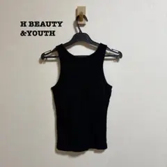 ＜H＞ COTTON RIB AMERICAN SLEEVE TANK TOP