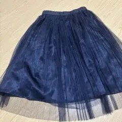 ネイビー プリーツスカート ひざ丈
