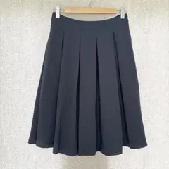 美品✦UNIQLO プリーツロングスカート L ネイビー ウエストゴム 裏地付き