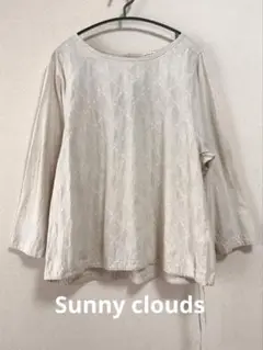 Sunny clouds 刺繍入り プルオーバーシャツ 長袖 L ※シミあり