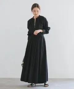 NOBLE コットンタイプライターマキシギャザースカート