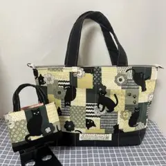 トートバッグ&バッグチャーム　ハンドメイド（チラッと猫）