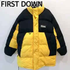 FIRST DOWN 刺繍ロゴ 配色 切り替 ジップアップ ダウン ジャケット