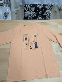 猫の足跡プリントTシャツ オレンジ
