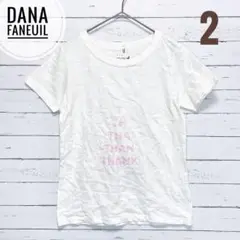 1565【ダナファヌル】フロントプリント半袖コットンTシャツ 透け感あり M