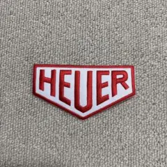 HEUER エンブレム型ワッペン 赤白 約10cm