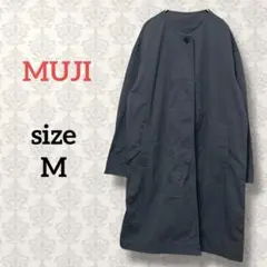 無印良品【M】撥水ノーカラーコート ナイロ 19年モデル ダークグレー