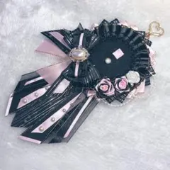 ハンドメイド ロゼット 痛ロゼット 黒 ピンク