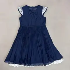 any FAMオンワード樫山　リボンシフォンプリーツワンピース　ネイビー　150