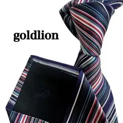 goldlion ストライプ　レジメンタルタイメンズネクタイ ネイビー　赤　青