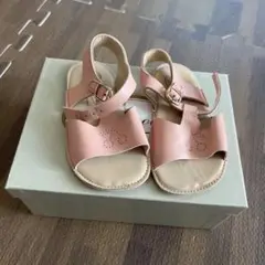 ボンポワン　ピンクレザーサンダル バックストラップ付き