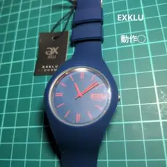 EXKLU 青 シリコンバンド 腕時計　稼働品 アイスウォッチ風