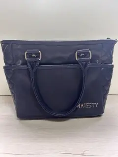 MAJESTY マジェスティ　ネイビー キルティング　ラウンドバッグ