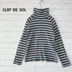 CLEF DE SOL ストライプ タートルネック 長袖(M)インナー トップス