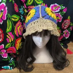 グラニースクエアハット　向日葵
