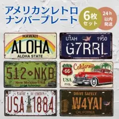 ナンバープレート アメリカン ヴィンテージ風 レトロ ディスプレイ 6枚セット