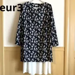 【良品✨】エウルキューブ　eur3 アンサンブル　花柄　レイヤード ゆったり