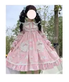天使のうさぎ 耳 レース りぼん ロリータ ワンピース Lolita ピンク