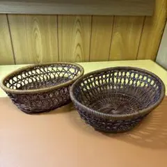 籐籠 (かご)・ 小物入れカゴ 2個セット