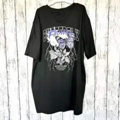 バタフライ&フラワー ★Tシャツ★ブラック★大きいサイズ★ＸＸＬ