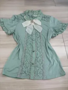 美品❣️axes femme ミントグリーン半袖カットソー胸元リボン