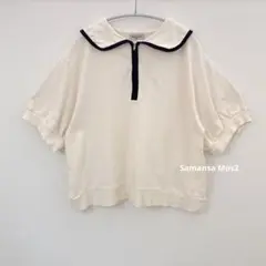 【美品】サマンサモスモス　配色パイピングハーフジップカットソー　アイボリー